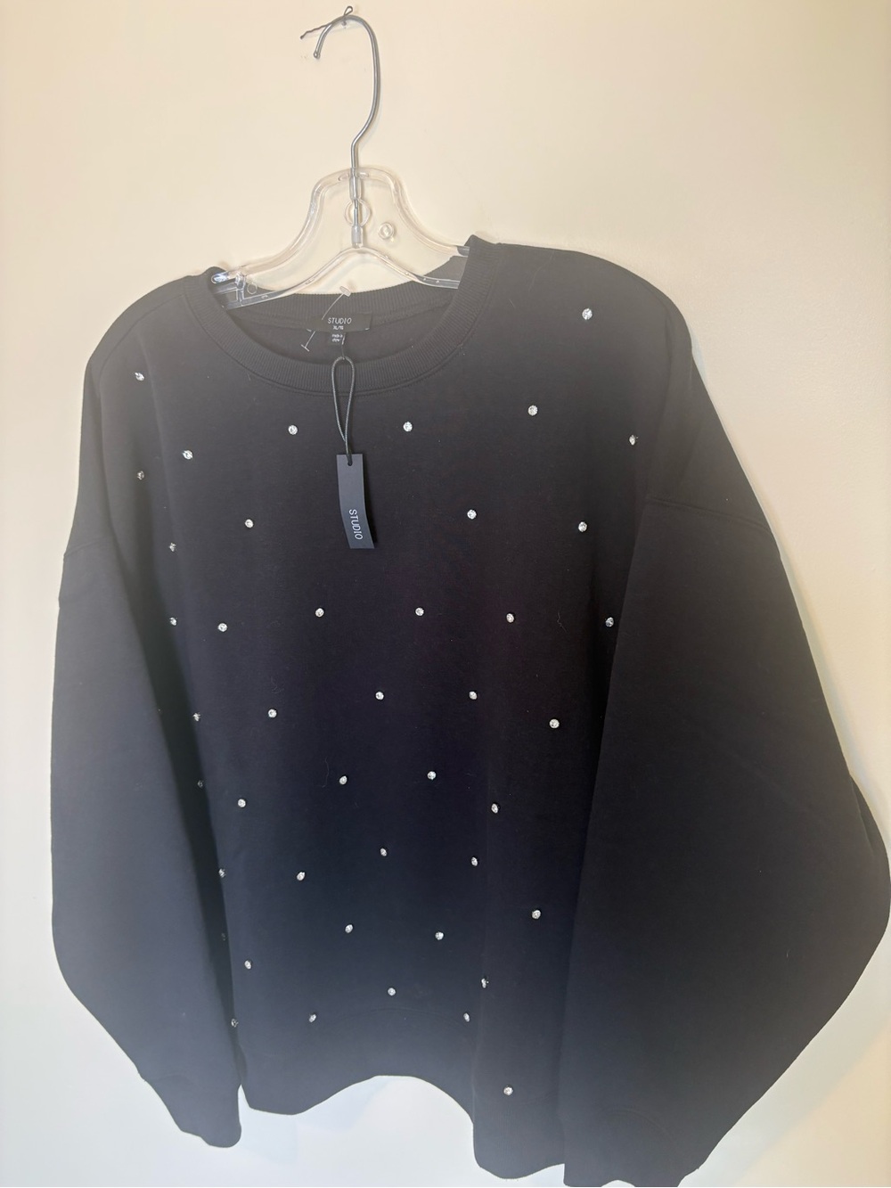 Studio Black Sweatshirt with Crystal Studs - Picture 2 of 7
